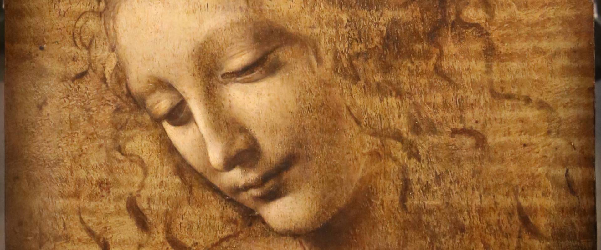 Leonardo da vinci, testa di fanciulla detta la scapigliata, 1500-10 ca., disegno su tavola, 01 foto di Sailko